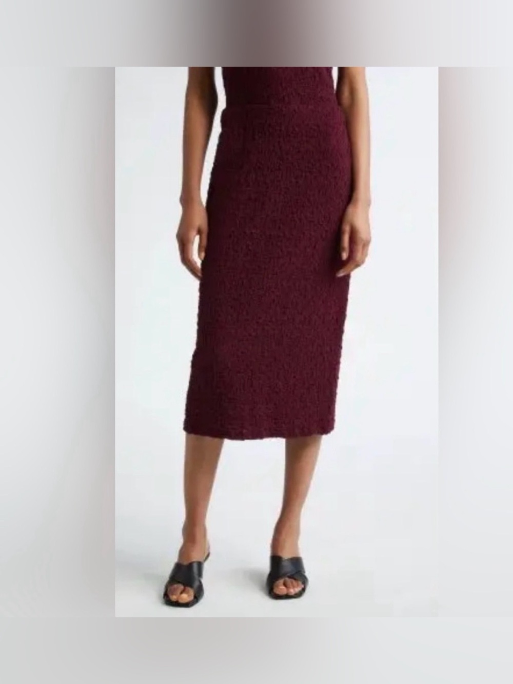 NEW Vince cotton smocked midi skirt burgundy Size S
